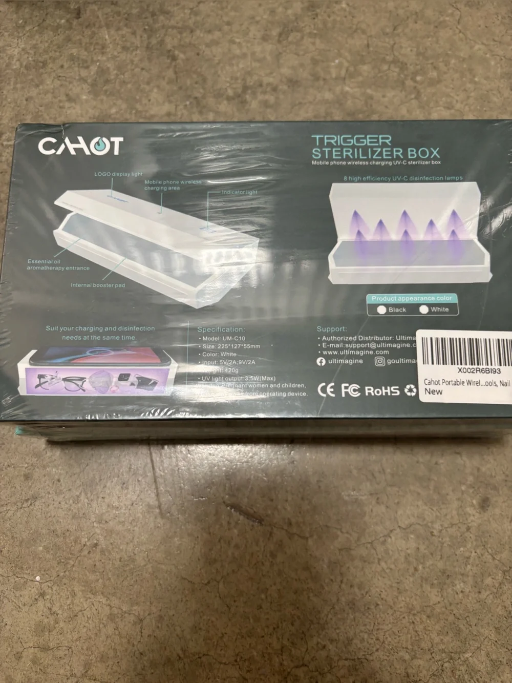 White UV Box Sterilizer with Wireless Charging